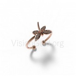 Женское серебряное кольцо со стрекозой ручной работы с